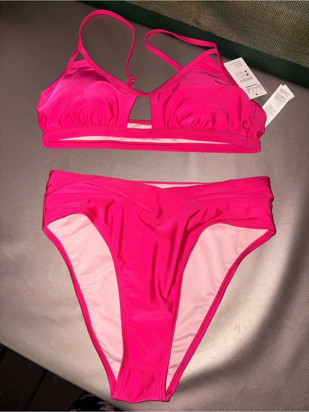 Cupshe Hot Pink Keyhole Bralette Bikini Set